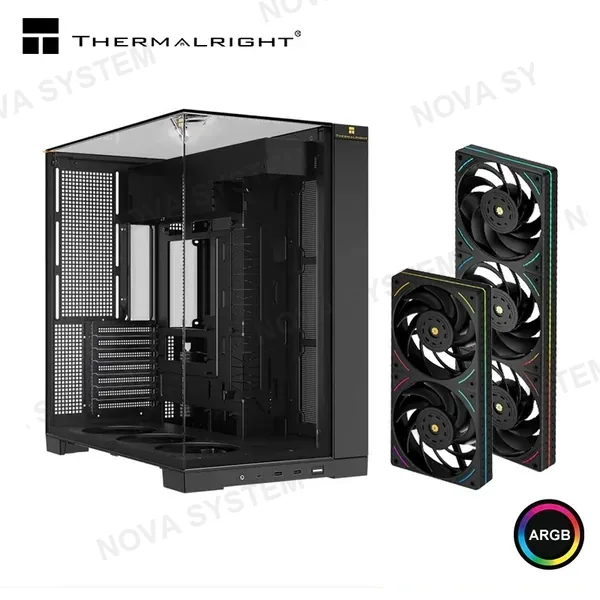 CASE THERMALRIGHT TR-A70 BLACK SIN FUENTE VIDRIO TEMPLADO MID TOWER INCLUYE FAN UB ARGB TL-UB36R + TL-UB24 COMPUTERSHOP