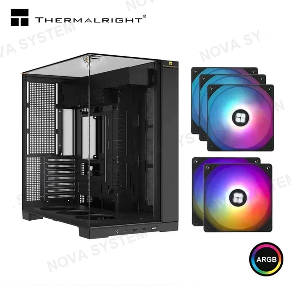 CASE THERMALRIGHT TR-A70 BLACK SIN FUENTE VIDRIO TEMPLADO MID TOWER INCLUYE FAN5-C ARGB TL-C12RB-S + TL-C12C-S COMPUTERSHOP