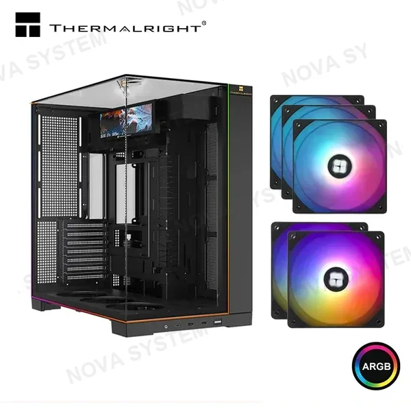 CASE THERMALRIGHT TR-A70 VISION BLACK ARGB PANTALLA LCD 9.16" SIN FUENTE VIDRIO TEMPLADO COMPUTERSHOP