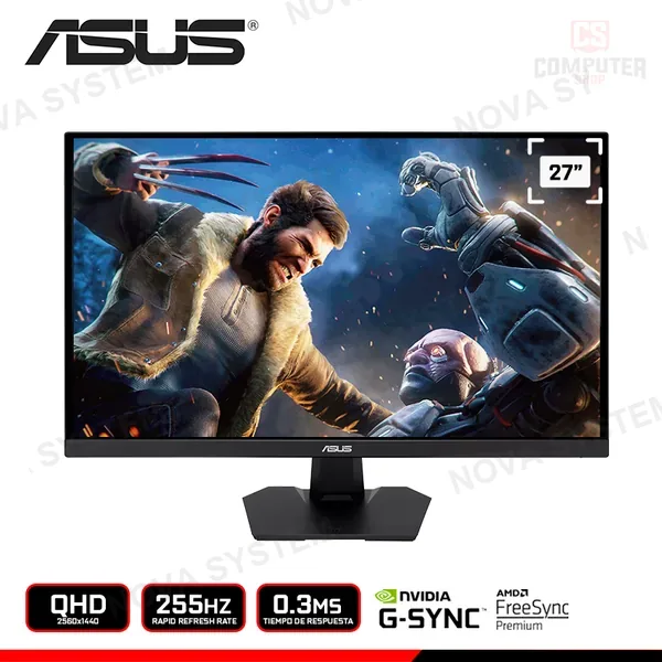 MONITOR ASUS TUF GAMING VG27AQME5F 27" QHD 2560x1440/255Hz/0.3MS/FREESYNC PREMIUM/COMPATIBLE NVIDIA G-SYNC COMPUTERSHOP