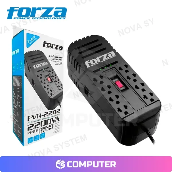 ESTABILIZADOR FORZA FVR-2202 2200VA/1100W 8 TOMAS BLACK