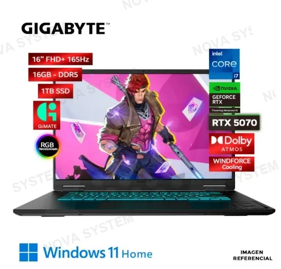 LAPTOP GIGABYTE Gaming A16 Intel Core i7-13620H, 16GB DDR5, SSD 1TB, RTX 5070 8GB, 16" WUXGA