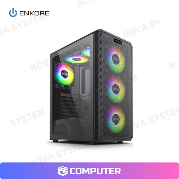 CASE ENKORE FANTECH ENK5013-4 BLACK 4 FANS ATX