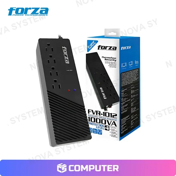 ESTABILIZADOR FORZA FVR-1012 1000VA/500W 220V 4 TOMAS BLACK