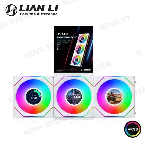 COOLER PARA CASE LIAN LI UNI FAN SL INF LCD FLEX 120 WHITE L-WIRELESS 120MM PACKx3 COMPUTERSHOP