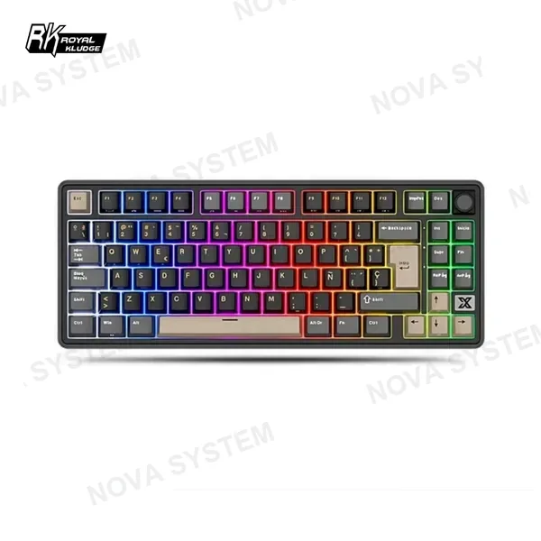 TECLADO ROYAL KLUDGE X87 INALÁMBRICO TRI MODES/ RGB PHANTOM - CREAMY SWITCH