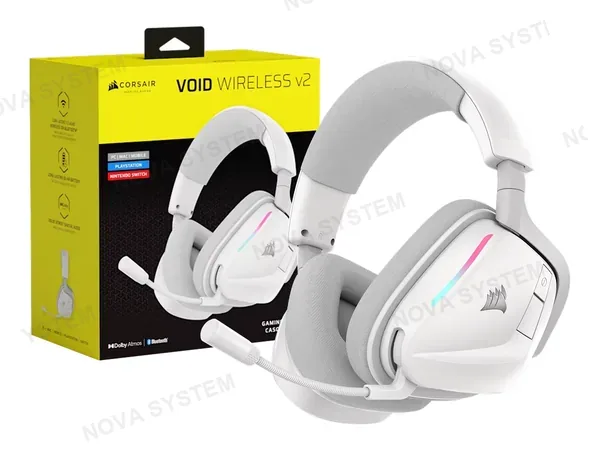AURICULAR CORSAIR VOID RGB ELITE WHITE V2 USB GAMING 7.1, CON MICROFONO, CONEXION USB, CONTROL DE VOLUMEN, ALMOHADILLAS SUAVES BLANCO (CA-90112