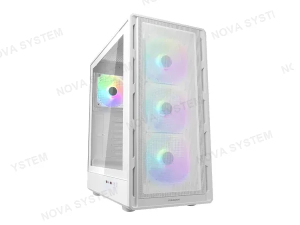CASE COUGAR AIRFACE PURE RGB WHITE (382GA50.0002) PANEL DE VIDRIO, 3 VENTILADORES, LED RGB, 2 USB