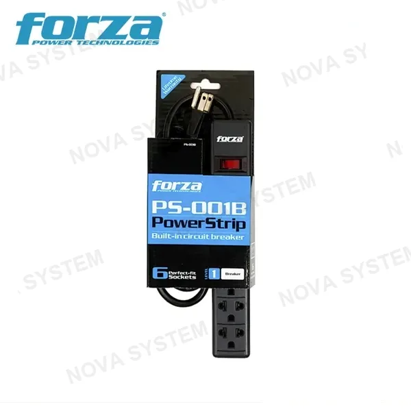 SUPRESOR DE PICOS FORZA PS-001B VOLTAJE 110V/220V 6 TOMAS COMPUTERSHOP