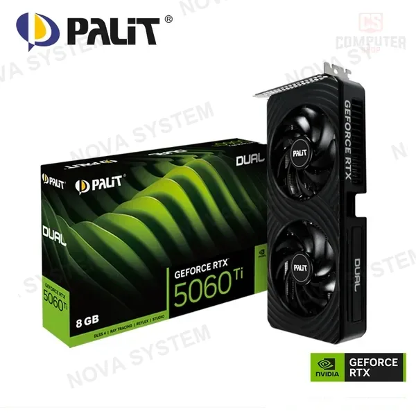 TARJETA DE VIDEO PALIT GEFORCE RTX 5060Ti 8GB GDDR7 128BITS DUAL (PN:NE7506T019P1-GB2062D) COMPUTERSHOP