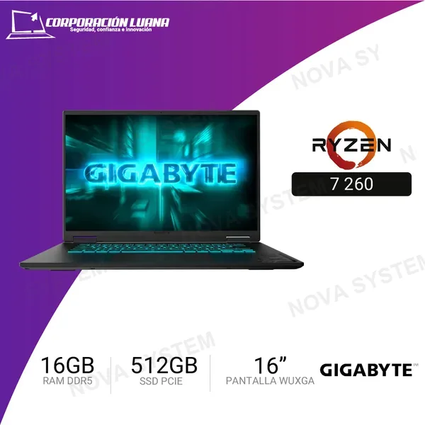 LAPTOP GIGABYTE GAMING A16 AMD RYZEN 7 260 ( GAMING-A163THK3LA893PD ) RAM 16GB DDR5 | SSD 512GB | 16\\