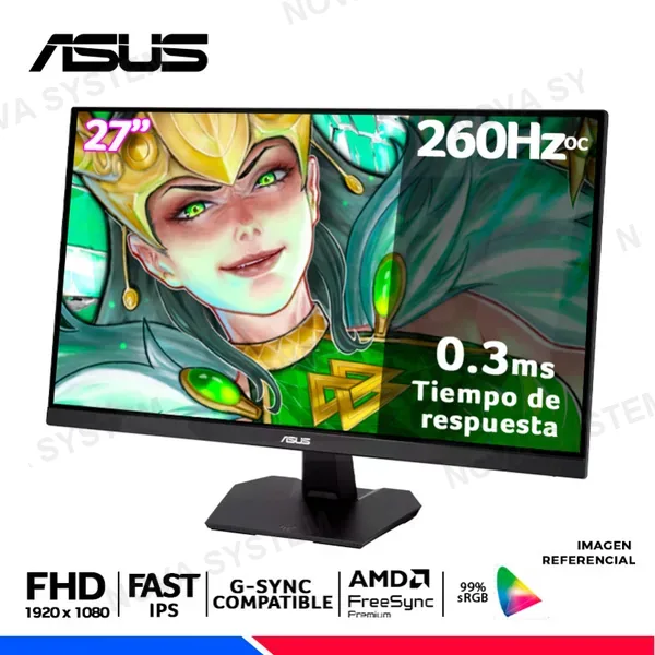 MONITOR ASUS TUF GAMING VG279QM5F 27" FAST IPS, FHD, 260Hz OC, 0.3ms, Compatible G-Sync, FreeSync