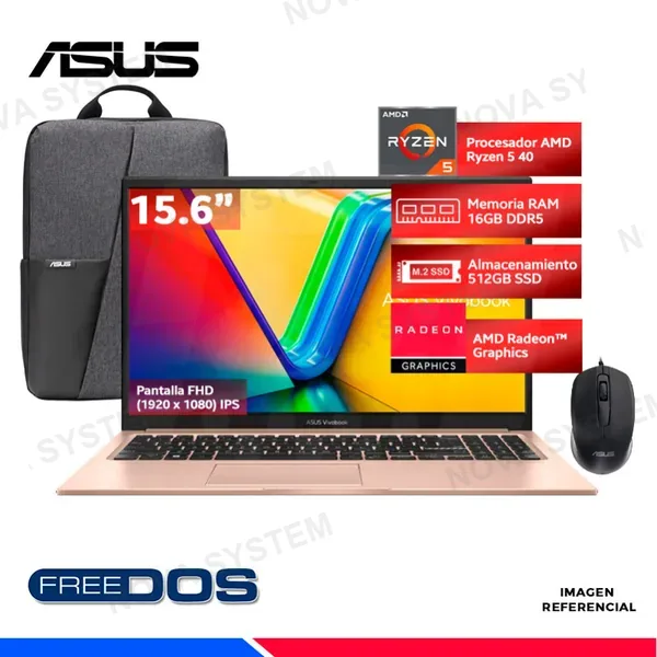 LAPTOP Asus Vivobook Go 15 E1504FA-BQ5568, Amd Ryzen 5 40, 8GB DDR5, SSD 512GB, 15.6" FHD