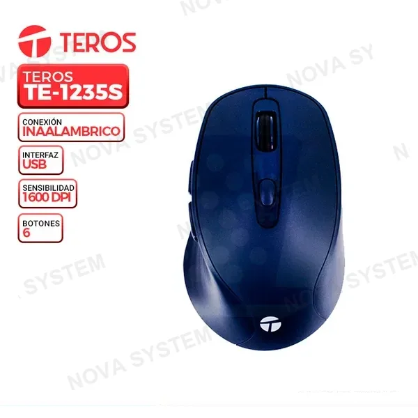 MOUSE INALABRICO TEROS TE-1235S, BLUE, R