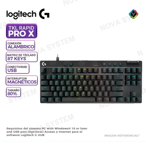 TECLADO LOGITECH PRO X TKL RAPID MAGNETICO-ANALOGICOS, RGB, BLACK