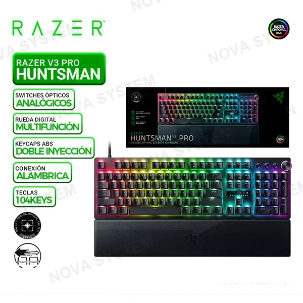 TECLADO RAZER HUNTSMAN V3 PRO, SWITCH OPTICOS ANALOGICOS, BLACK