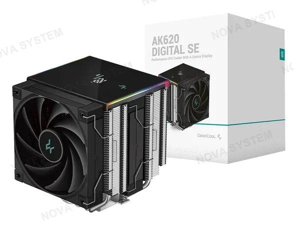 COOLER PARA PROCESADOR DEEPCOOL AK620 DIGITAL SE (R-AK620-BKADMN-GJD) 2 VENTILADORES, 120MM, NEGRO