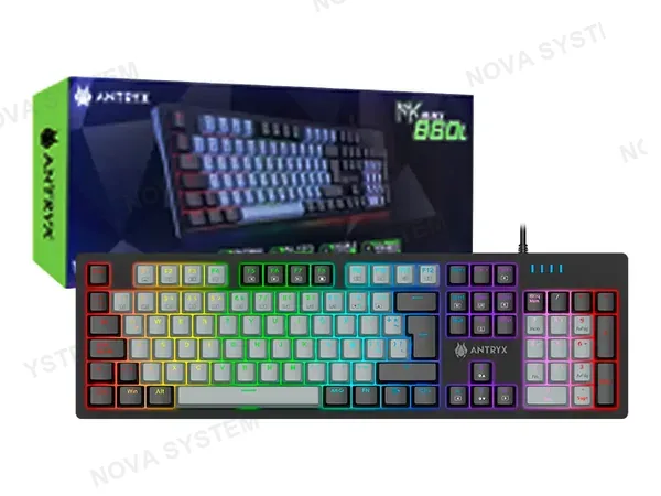 TECLADO GAMER ANTRYX MK-860L BLACK (AMK-860LKGBLR1-SP) MECANICO, SWITCH BLUE, LED RGB