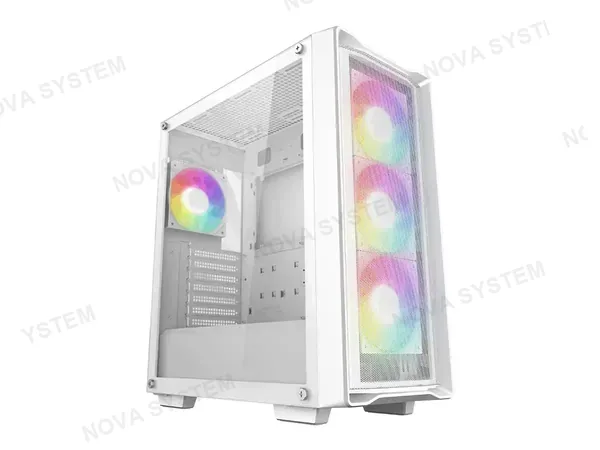 CASE DEEPCOOL GAMING CC560 MESH S/FUENTE V2 (R-CC560-WHAMA4-G-2) BLANCO PANEL DE VIDRIO, 4 VENTILADOR