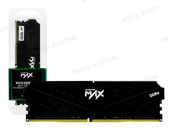 MEMORIA RAM MACROVIP MAX DDR4 16GB (MVX32N16/16) 3200 MHZ, NEGRO