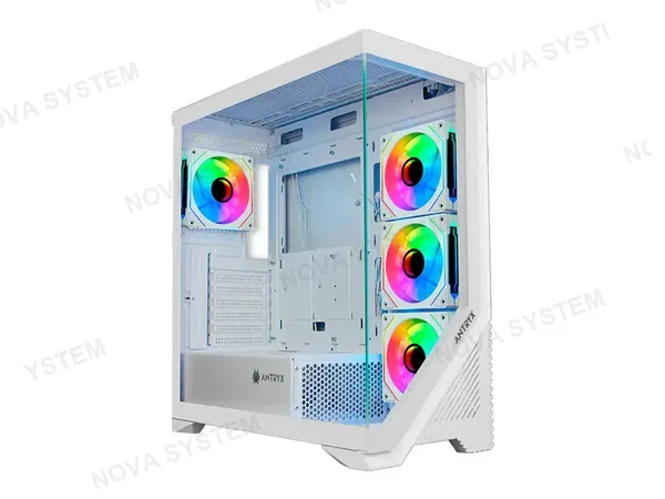 CASE ANTRYX FX650 BLANCO GAMING S/FUENTE (AC-FX650W) PANELES DE VIDRIO, 4 VENTILADORES, LED ARGB, USB ARRIBA
