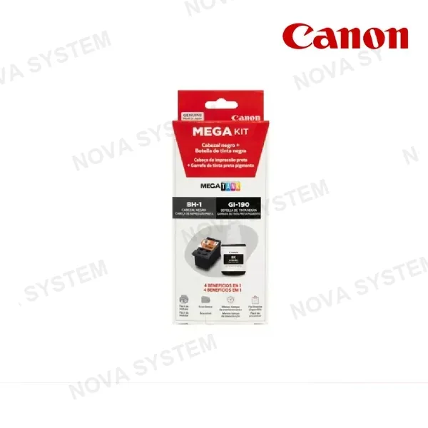 MEGA KIT CANON ( BH-1 + GI-190BK ) CABEZAL NEGRO + BOTELLA NEGRA