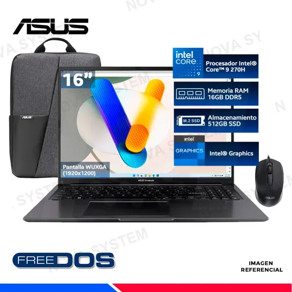 Laptop Asus Vivobook X1605VAPBFMB264, Intel Core 9-270H, 16GB DDR5, SSD 512GB, 16" WUXGA