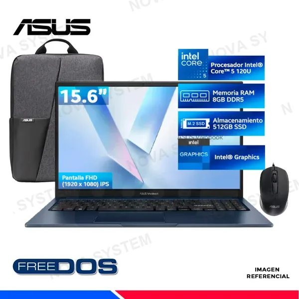 Laptop Asus Vivobook X1504VA-BQ5699, Intel Core 5-120U, 8GB DDR5, SSD 512GB, 15.6" FHD