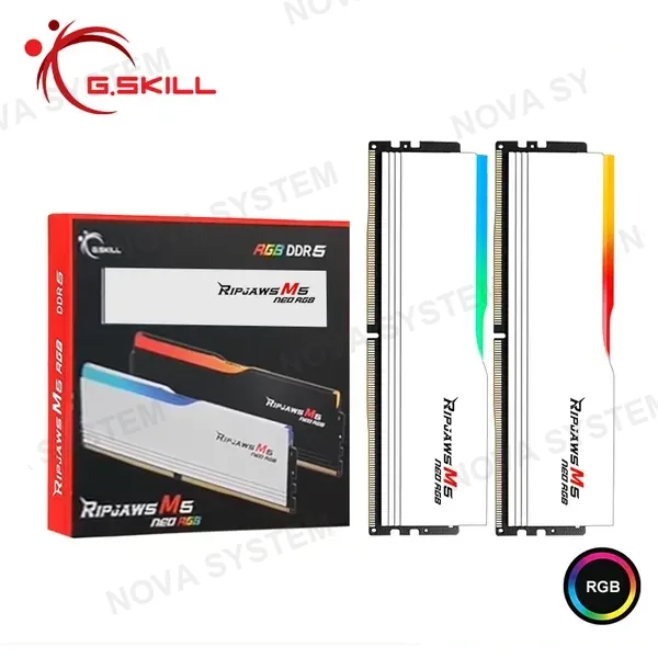 MEMORIA 32GB (16GBx2) DDR5 G.SKILL RIPJAWS M5 NEO WHITE RGB INTEL XMP/AMD EXPO BUS 6000MHZ COMPUTERSHOP