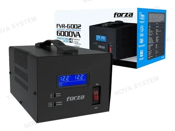 FORZA FVR-6002 ESTABILIZADOR 6000VA/3000W 3 TOMAS BLACK
