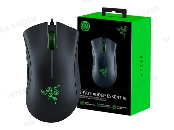 MOUSE RAZER DEATHADDER ESSENTIAL (RZ01-03850100-R3M1) HASTA 6400 DPI, 5 BOTONES PROGRAMABLES, NEGRO
