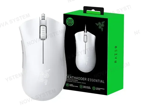 MOUSE RAZER DEATHADDER ESSENTIAL (RZ01-03850200-R3U1) HASTA 6400 DPI, 5 BOTONES PROGRAMABLES, BLANCO