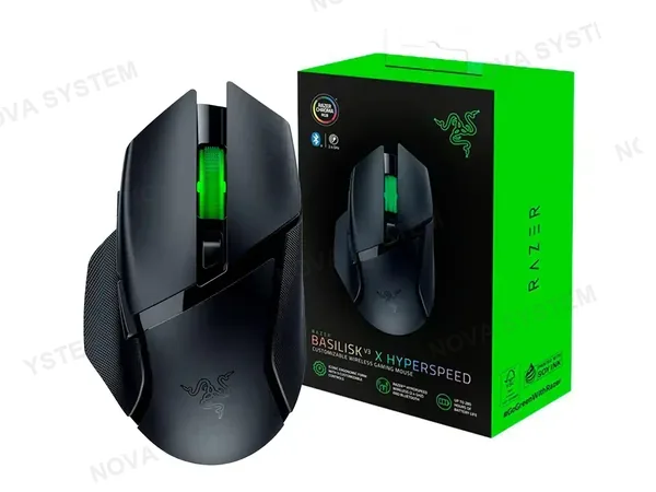 MOUSE INALAMBRICO RAZER BASILISK V3 X HYPERSPEED GAMING (RZ01-04870100-R3U1) 18.000 BOTONES, 7 BOTONES, RECEPTOR USB, BT, RGB, NEGRO