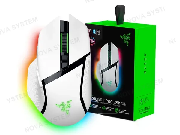 MOUSE INALAMBRICO RAZER BASILISK V3 PRO 35K GAMING (RZ01-05240200-R3U1) 35.000 DPI, 11 BOTONES PROGRAMABLES, RGB, BLANCO