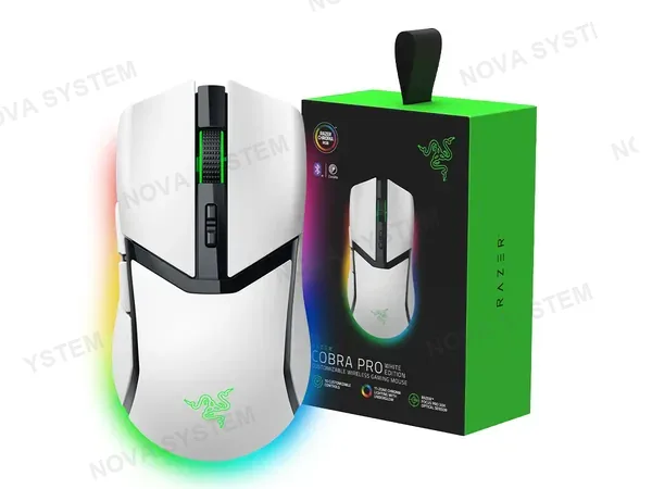 MOUSE INALAMBRICO RAZER COBRA PRO (RZ01-04660200-R3U1) 30.000 DPI, 10 BOTONES PROGRAMABLES, RECEPTOR USB, USB C, BT, RGB, BLANCO