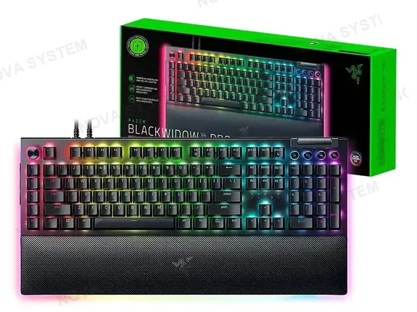 TECLADO GAMER RAZER BLACKWIDOW V4 PRO (RZ03-04680200-R3U1) MECANICO, SWITCH GREEN, LED RGB, NEGRO