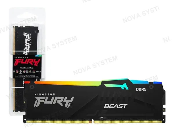 MEMORIA RAM KINGSTON FURY DDR5 16GB BEAST (KF564C32BBEA-16) 6400 MT/S, CL32, NEGRO, RGB