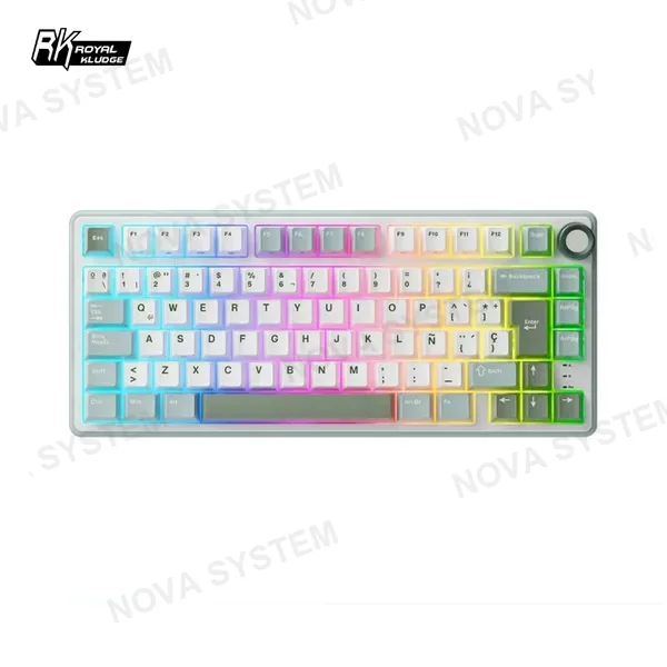 TECLADO ROYAL KLUDGE RK R75 CABLEADO K SILVER SWITCH/ SKY CYAN