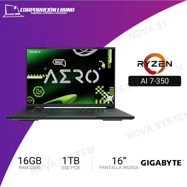 LAPTOP GAMER GIGABYTE AERO X16 1WH AMD RYZEN AI 7 350 ( GIGABYTE-AERO-X161WH93USC94DH ) 16GB DDR5 | SSD 1TB | 16\\