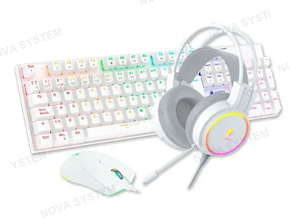 COMBO 3 EN UNO ANTRYX GC-3100 X3 WHITE (AGC-3100X3WRED-SP) TECLADO MECANICO, SWITCH RED, MOUSE 8 BOTONES, 7200 DPI, AURICULAR RGB
