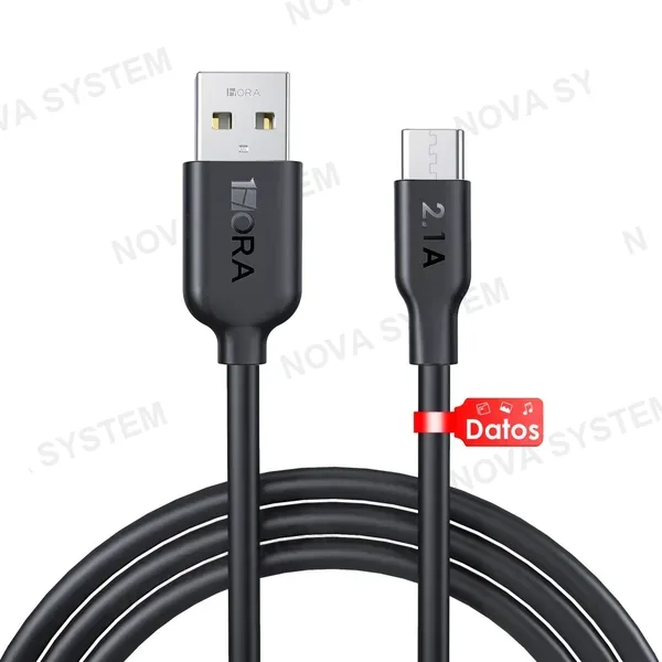1HORA CAB237-B Cable Tipo USB-A a USB Tipo-C PVC 1M