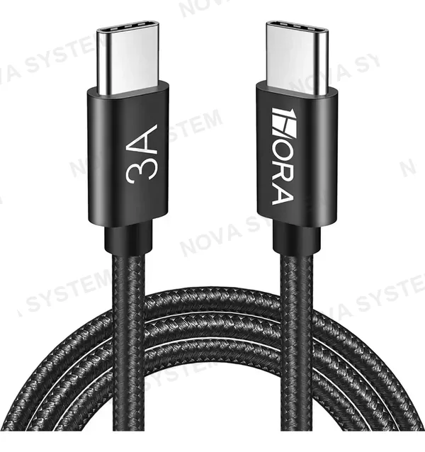 1HORA CAB265-B Cable USB Trenzado Tipo-C a Tipo-C 1M