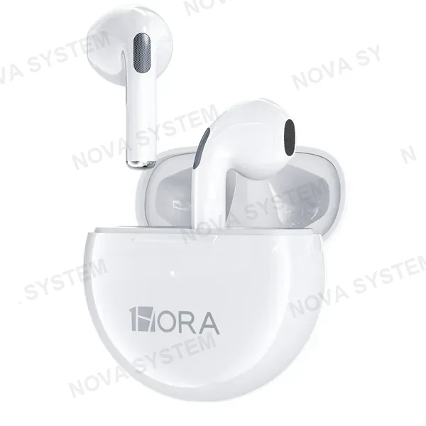 1HORA AUT119-W TWS LTW-006 Auriculares Inalámbricos Bluetooth 5.3 con Estuche Circular White
