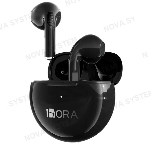 1HORA AUT119-B TWS LTW-006 Auriculares Inalámbricos Bluetooth 5.3 con Estuche Circular Black