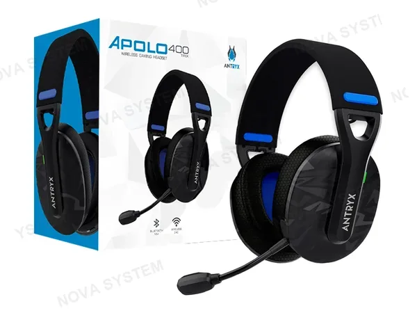 AURICULAR INALAMBRICO ANTRYX APOLO TRIX GAMING (AWGH-AP400KTX) INTERFAZ USB, CON MICROFONO Y RECEPTOR, NEGRO