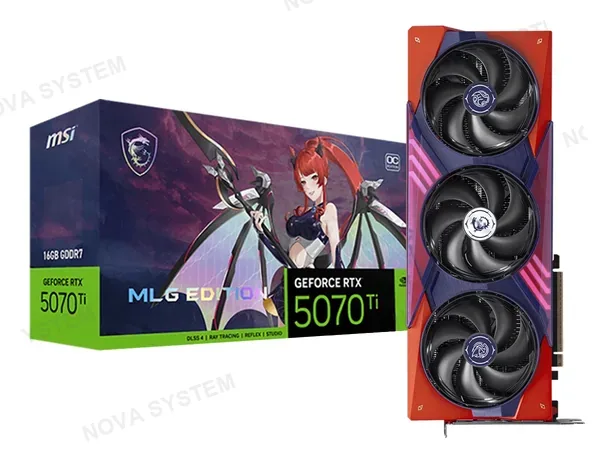 TARJETA DE VIDEO MSI GEFORCE RTX 5070 TI GAMING 16GB GDDR7 MLG EDITION OC (RTX 5070 TI 16G MLG EDITION OC) NVIDIA 256 BITS, 3 VENTILADORES