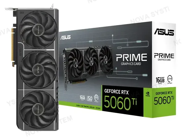 TARJETA DE VIDEO ASUS GEFORCE RTX 5060 TI 16GB PRIME OC GDDR7 (PRIME-RTX5060TI-16G) NVIDIA 128 BITS, 3 VENTILADORES