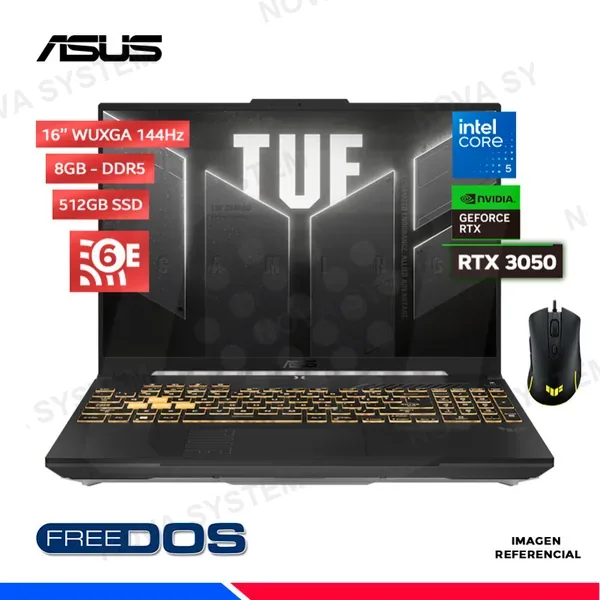 Laptop Asus TUF Gaming FX607VJR-TU315, Intel Core 5 205H, 8GB DDR5, SSD 512GB, RTX 3050 6GB, 16" WUXGA