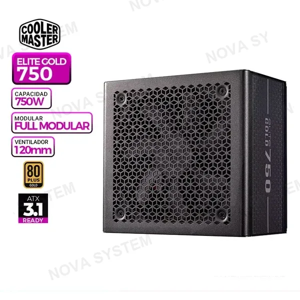 FUENTE DE PODER COOLER MASTER ELITE GOLD 750, 80 PLUS GOLD FULL MODULAR, 750W