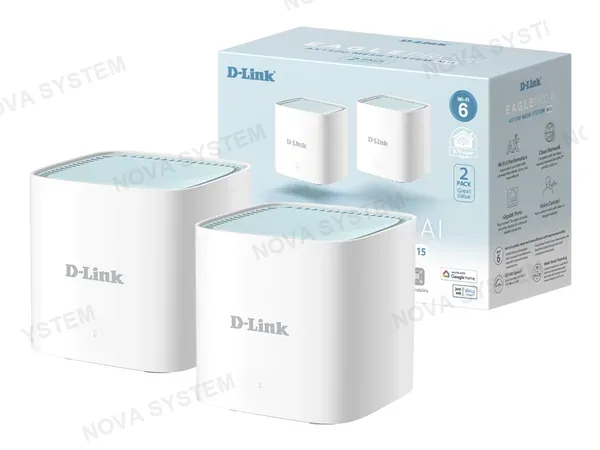 ROUTER MESH D-LINK AX1500 EAGLE PRO AI (M15-2) WI-FI 6, DUAL BAND, PACK 2 UNIDADES